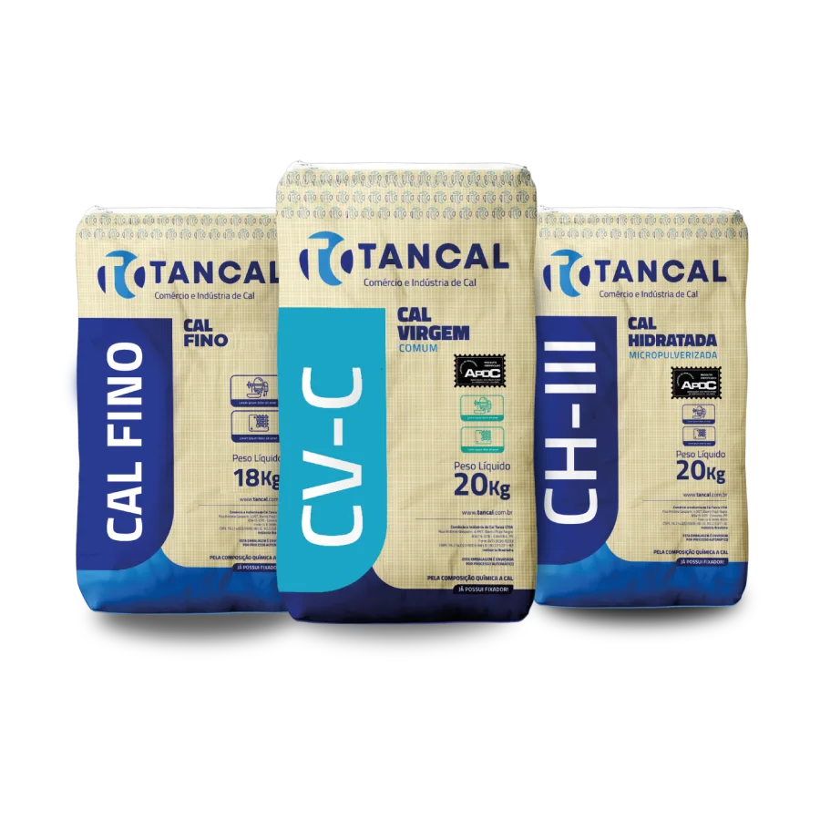 Sacos Tancal: Cal Fino, CV-C Cal Virgem e CH-III Cal Hidratada